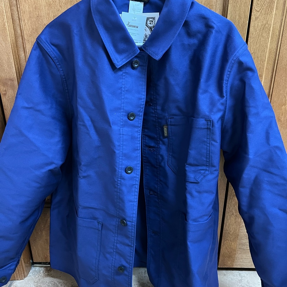 Le Laboureur French Moleskin Chores Coat - Hydrone Blue 3 Large - New with Tags